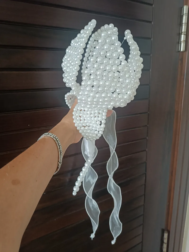 זר כלה Pearl Elegance בעבודת יד — צילום אמיתי 2